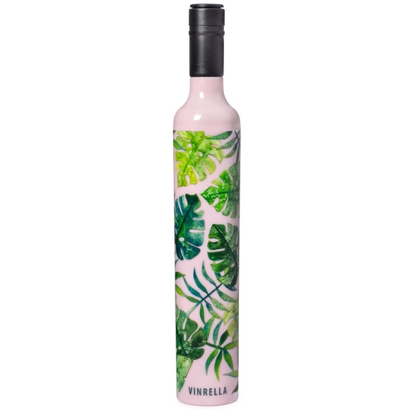 Great Gift! Vinrella Umbrella In a Bottle Pink Green Tropical Palm Tree Design - Picture 3 of 10